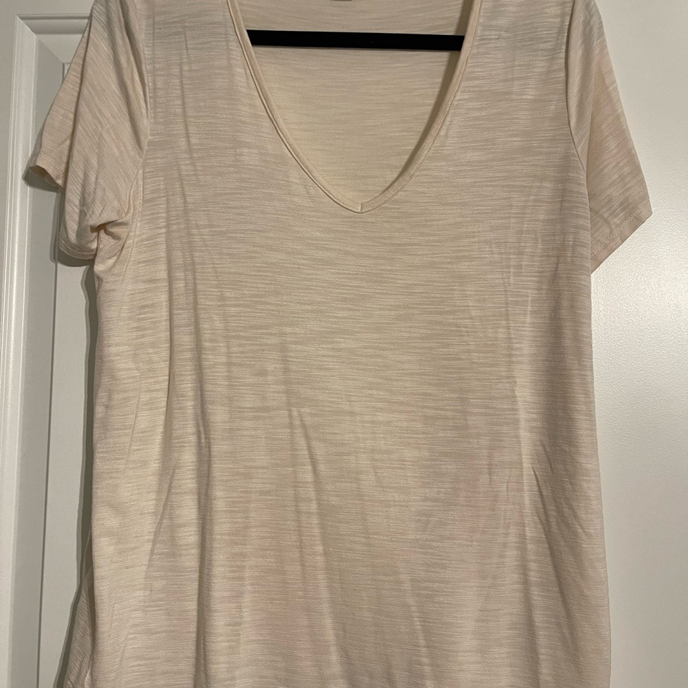 Women's Beige V-Neck Top